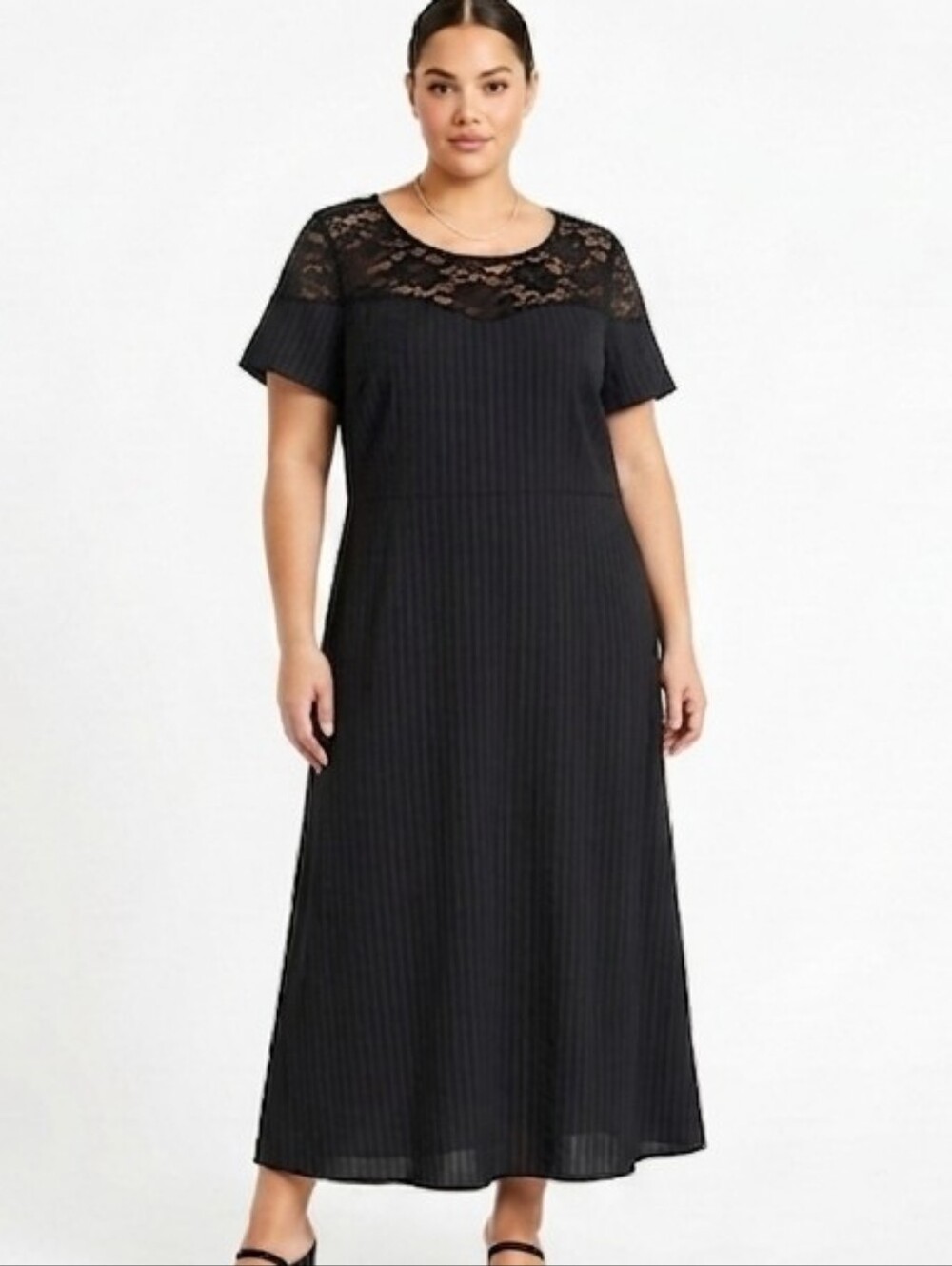 NWOT Black Dress with Lace Yoke Detail (Runs Small)